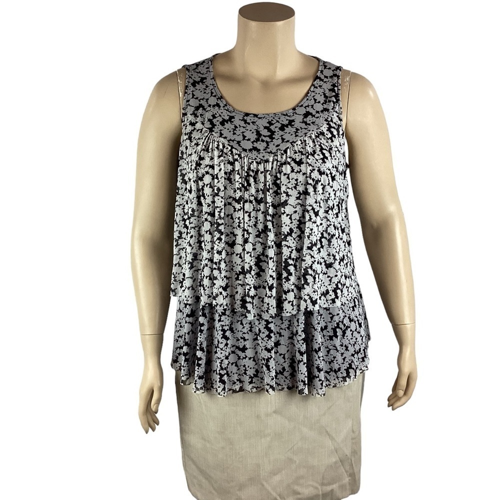 Rose + Olive Layered Tank Top Size XL Black Floral